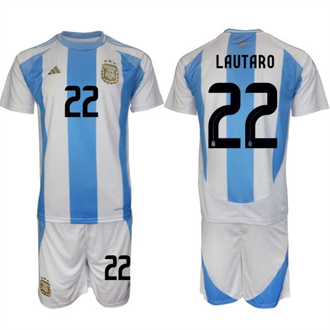Men's Argentina #22 Lautaro White Blue 2024-25 Home Soccer Jersey Suit,We sell and wholesale Men's Argentina #22 Lautaro White Blue 2024-25 Home Soccer Jersey Suit on line form chian!